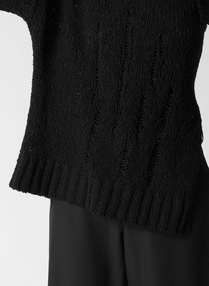 3G PLAIN STITCH/SLIP STITCH ASYMMETRIC SLV PULLOVER