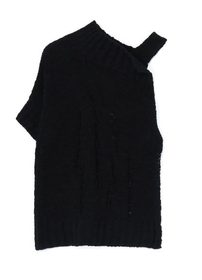 3G PLAIN STITCH/SLIP STITCH ASYMMETRIC SLV PULLOVER