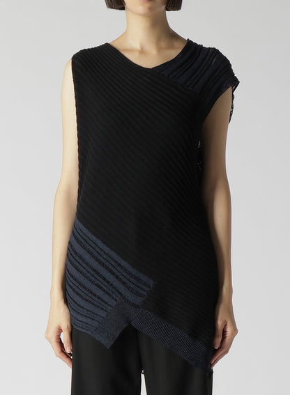 BROAD STITCH PLATING DIAGONAL ASYMMETRIC PULLOVER