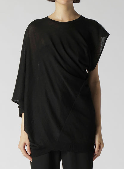 14G1P LOW TENSION PLAIN STITCH DRAPE DETAIL SHORT SLV PULLOVER