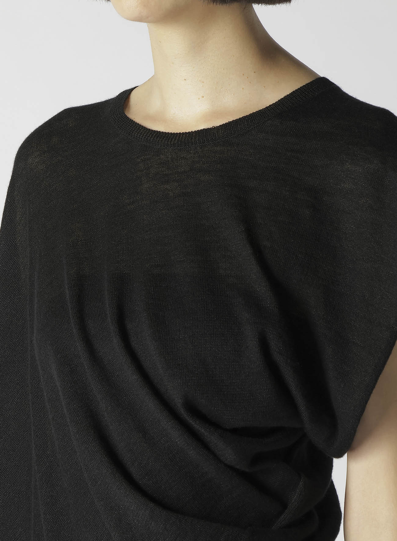 14G1P LOW TENSION PLAIN STITCH DRAPE DETAIL SHORT SLV PULLOVER