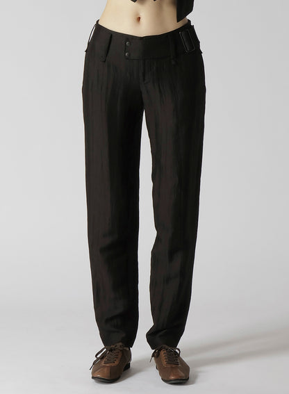 HIGH TWISTED GABARDINE LOW-RISE BELTED PANTS