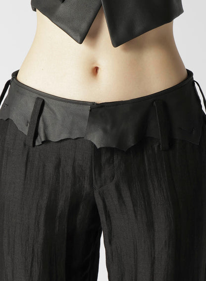 HIGH TWISTED GABARDINE LEATHER DETAIL PANTS