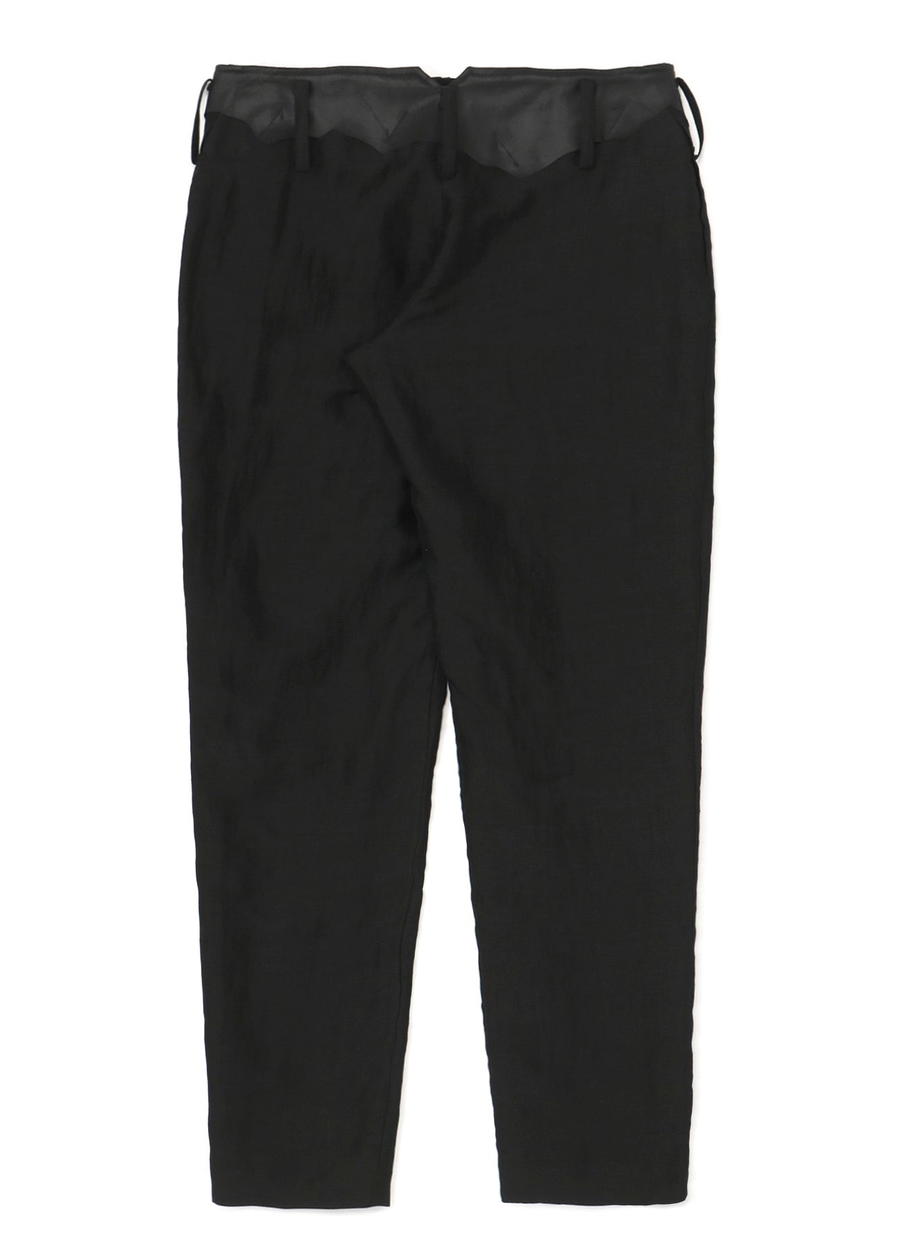 HIGH TWISTED GABARDINE LEATHER DETAIL PANTS