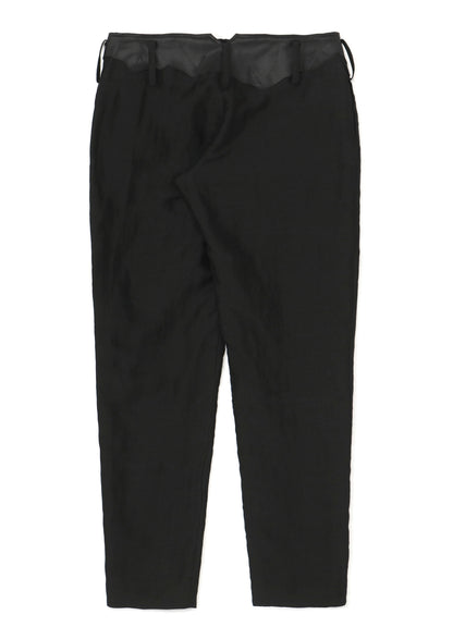 HIGH TWISTED GABARDINE LEATHER DETAIL PANTS