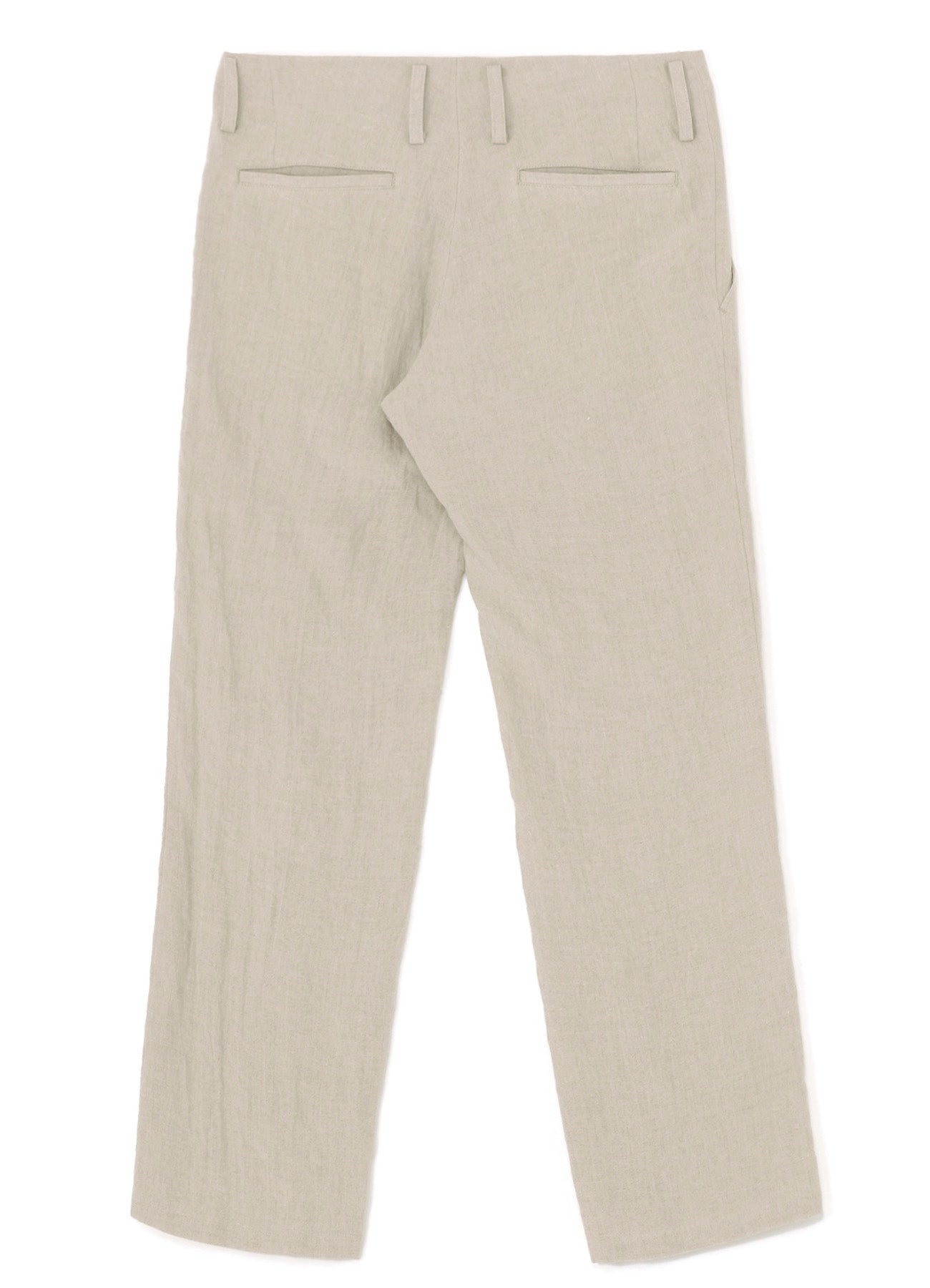 NATURAL WASHED LINEN LOW-RISE STRAIGHT FIT PANTS