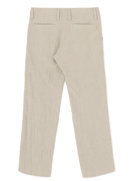 NATURAL WASHED LINEN LOW-RISE STRAIGHT FIT PANTS