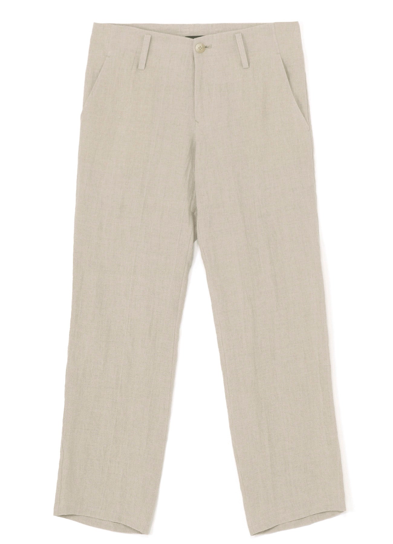 NATURAL WASHED LINEN LOW-RISE STRAIGHT FIT PANTS