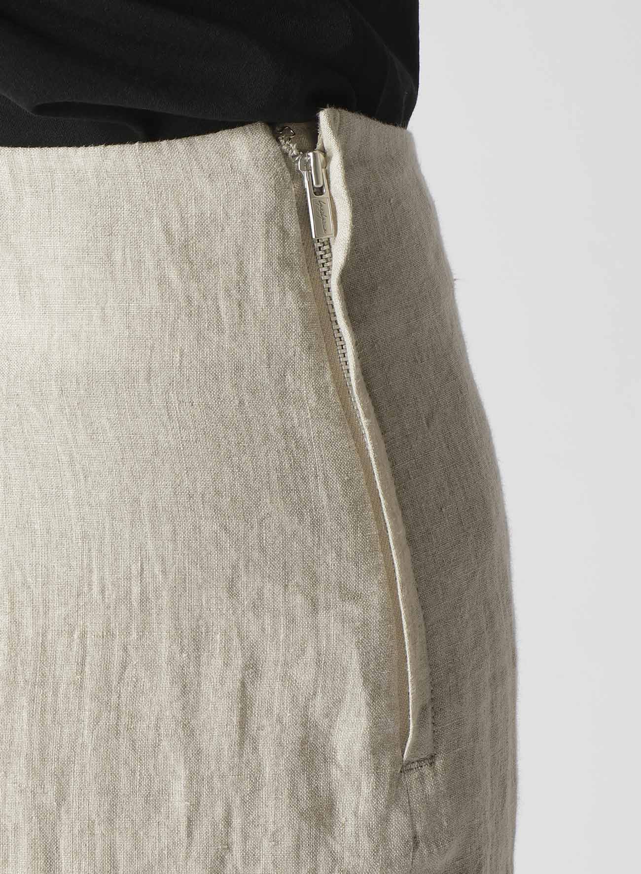 NATURAL WASHED LINEN DRAPE DETAIL SKIRT PANTS