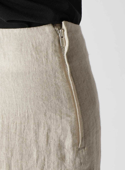 NATURAL WASHED LINEN DRAPE DETAIL SKIRT PANTS