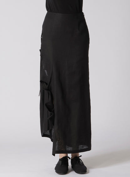 LINEN CLOTH JAGGED LINE STRING SKIRT