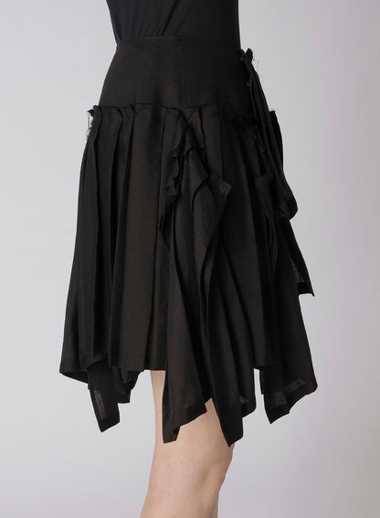 CELLULOSE/Ra TWILL PLEATED SHORT SKIRT