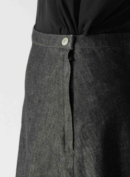 10OZ UNEVEN YARN DENIM CURVED WAIST SKIRT