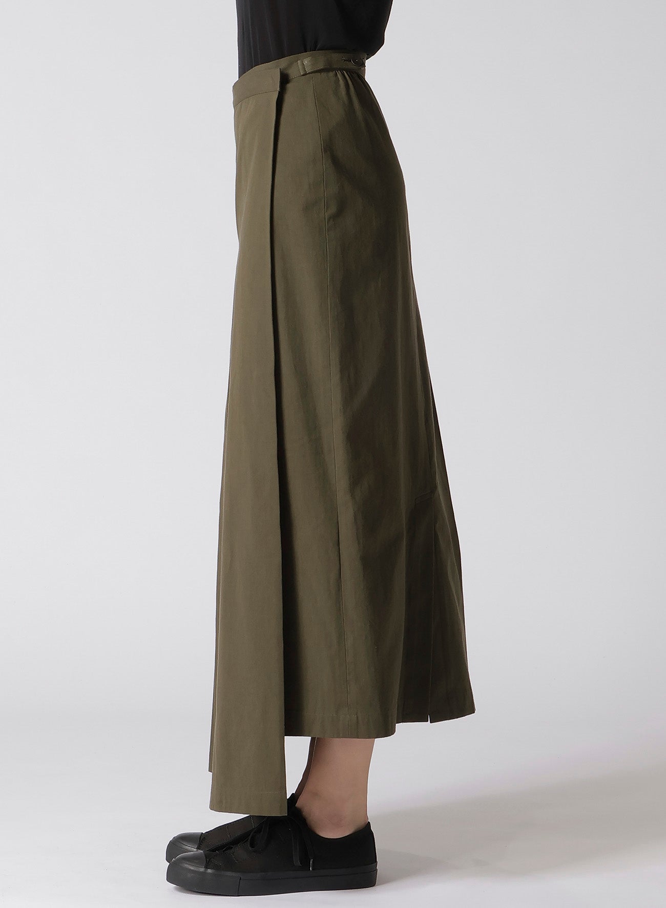 COTTON TWILL R PLEATED WRAP SKIRT