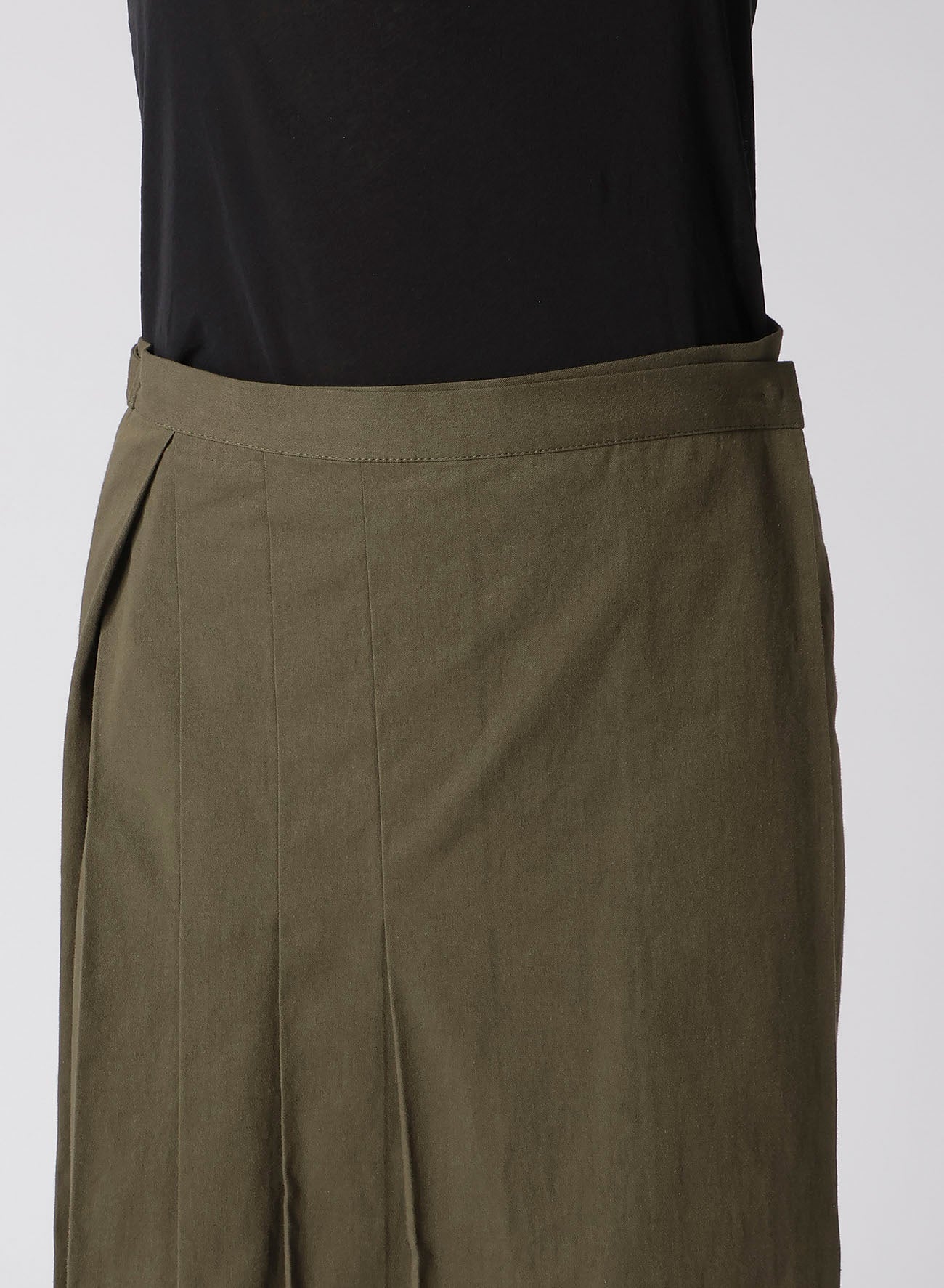 COTTON TWILL R PLEATED WRAP SKIRT