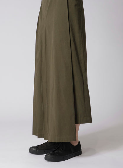 COTTON TWILL R PLEATED WRAP SKIRT