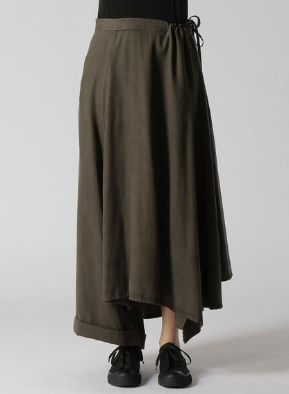 TENCEL PIGMENT DYEING DRAPED GATHED DETAIL SKIRT