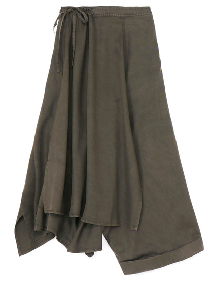 TENCEL PIGMENT DYEING DRAPED GATHED DETAIL SKIRT