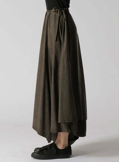 TENCEL PIGMENT DYEING DRAPED GATHED DETAIL SKIRT