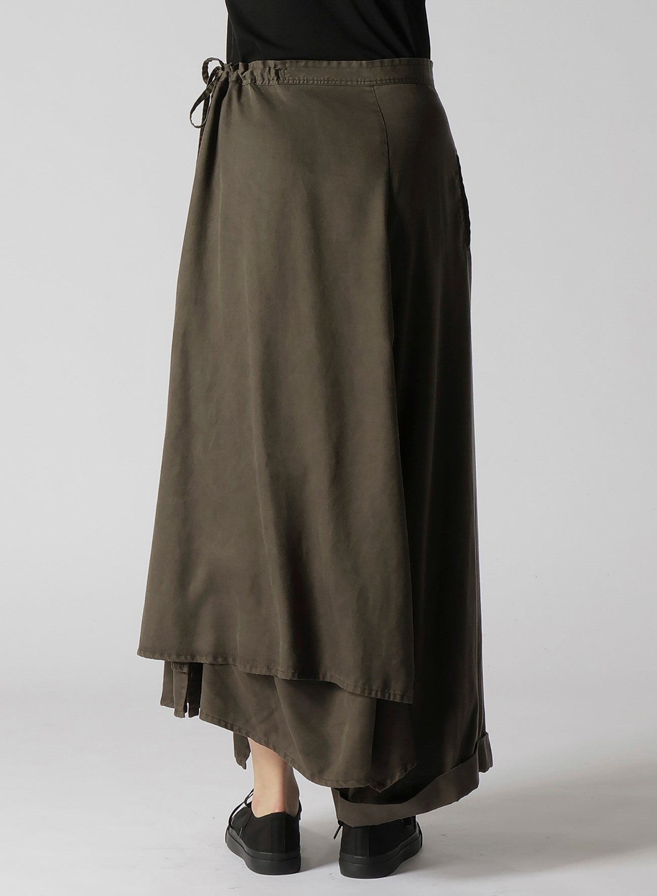 TENCEL PIGMENT DYEING DRAPED GATHED DETAIL SKIRT