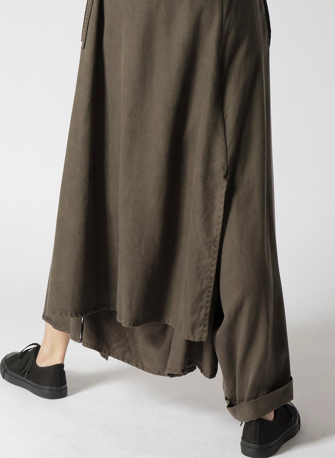 TENCEL PIGMENT DYEING DRAPED GATHED DETAIL SKIRT