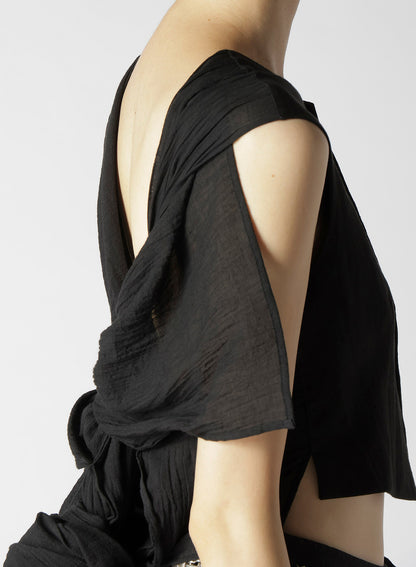 HIGH TWISTED GABARDINE BACKSIDE KNOT DETAIL VEST