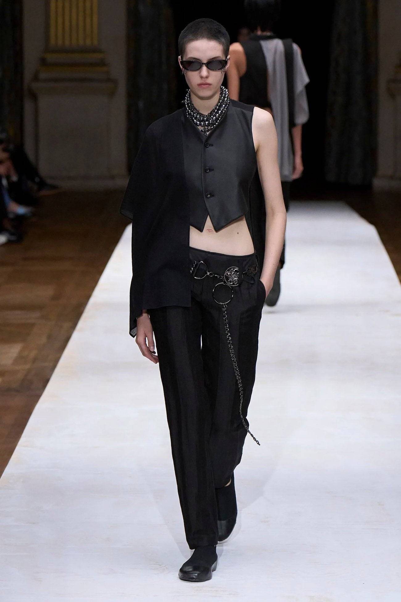 DOUBLE FACE GOAT LEATHER R STOLE DETAIL VEST – THE SHOP YOHJI YAMAMOTO