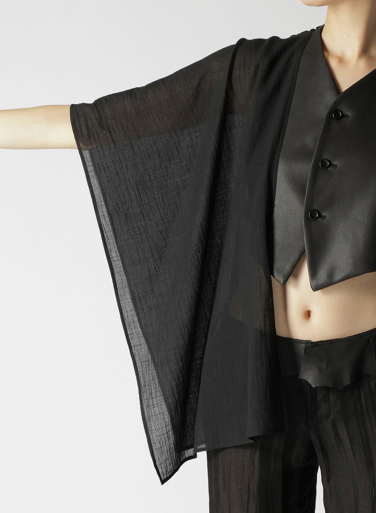 DOUBLE FACE GOAT LEATHER R STOLE DETAIL VEST – THE SHOP YOHJI YAMAMOTO