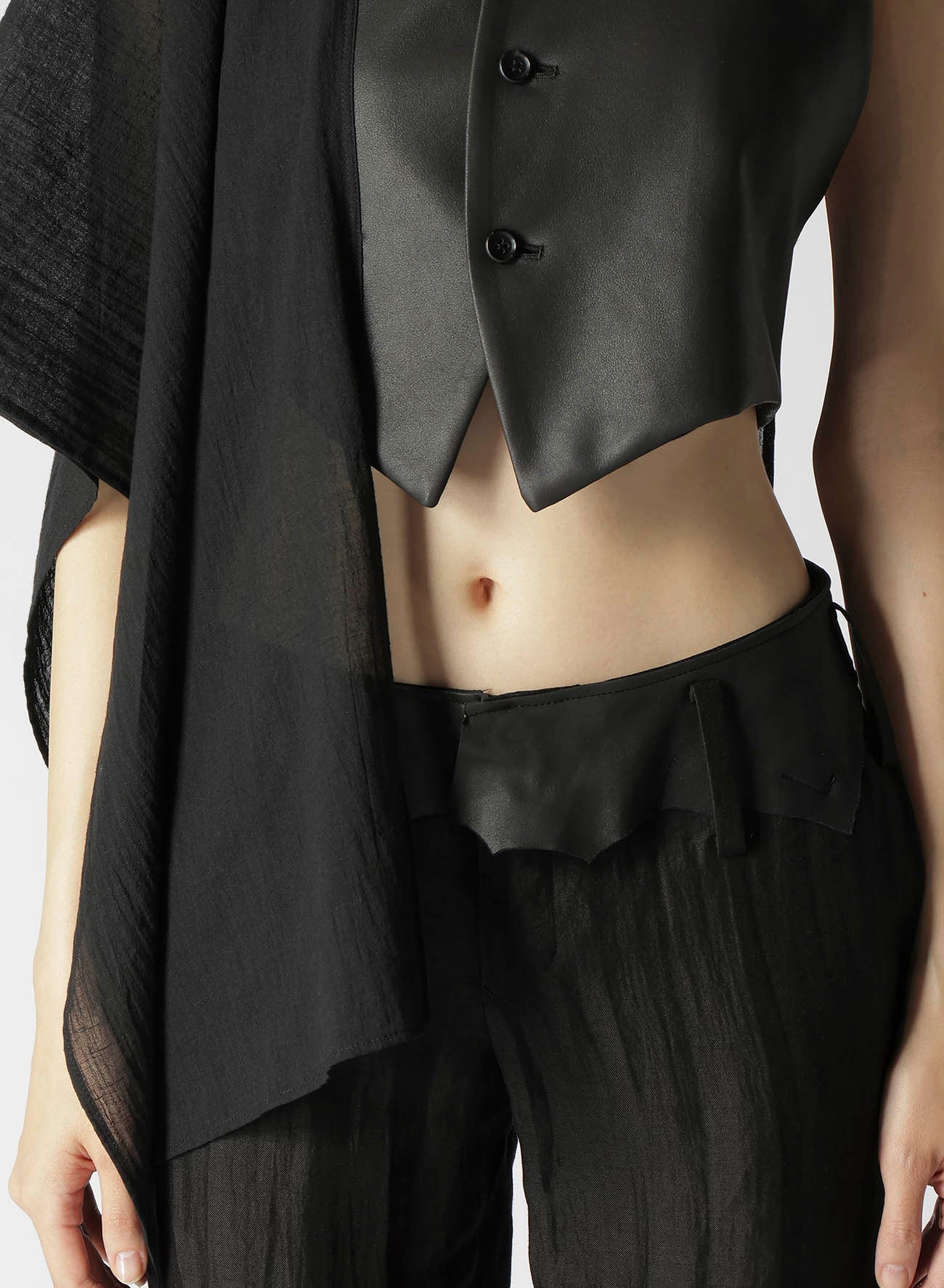 DOUBLE FACE GOAT LEATHER R STOLE DETAIL VEST – THE SHOP YOHJI YAMAMOTO