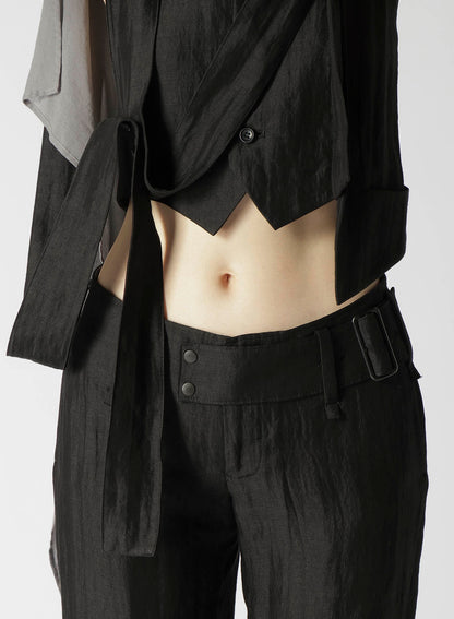 HIGH TWISTED GABARDINE BELTED UNBALANCE VEST