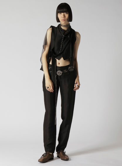 HIGH TWISTED GABARDINE BELTED UNBALANCE VEST