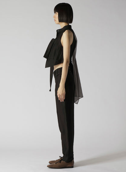 HIGH TWISTED GABARDINE BELTED UNBALANCE VEST