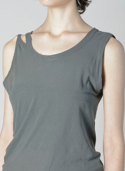 HIGH TWISTED SINGLE JERSEY R-ASYMMETRY TANK TOP