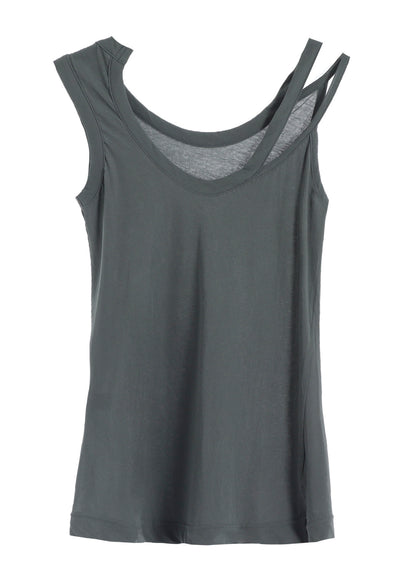 HIGH TWISTED SINGLE JERSEY R-ASYMMETRY TANK TOP