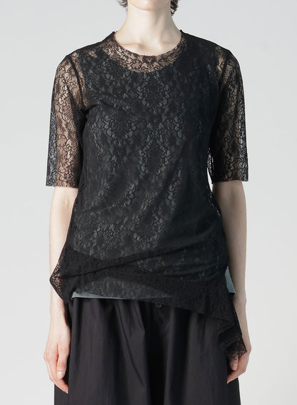 STRETCHED LACE R-HEM TWISTED T