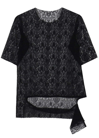 STRETCHED LACE R-HEM TWISTED T