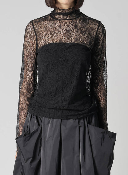 STRETCHED LACE R-TURTLENECK T