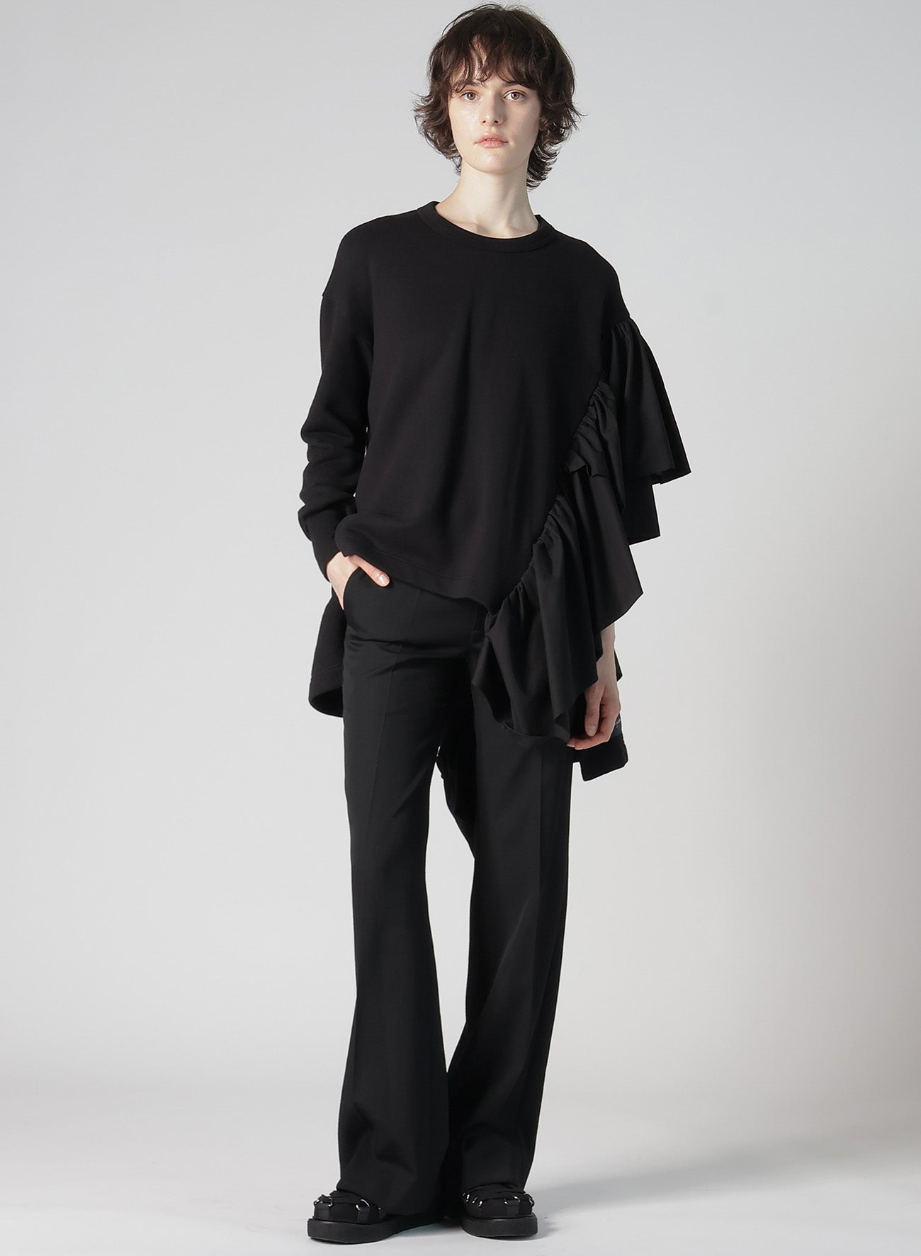 LIY/C FRENCH TERRY R-FRILL SWEAT SHIRT