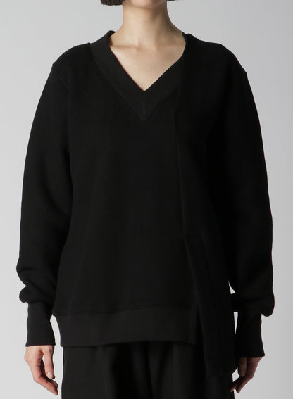 Liy/C BACKSIDE FLEECE R-V NECK COMBINATION