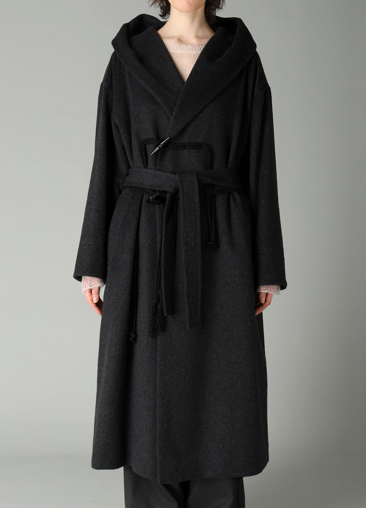 CASHMERE MIXED BEAVER HOODED DUFFLE COAT