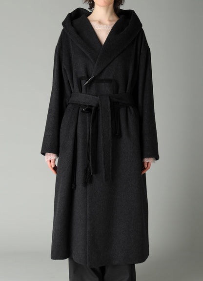 CASHMERE MIXED BEAVER HOODED DUFFLE COAT