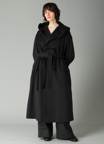 CASHMERE MIXED BEAVER HOODED DUFFLE COAT