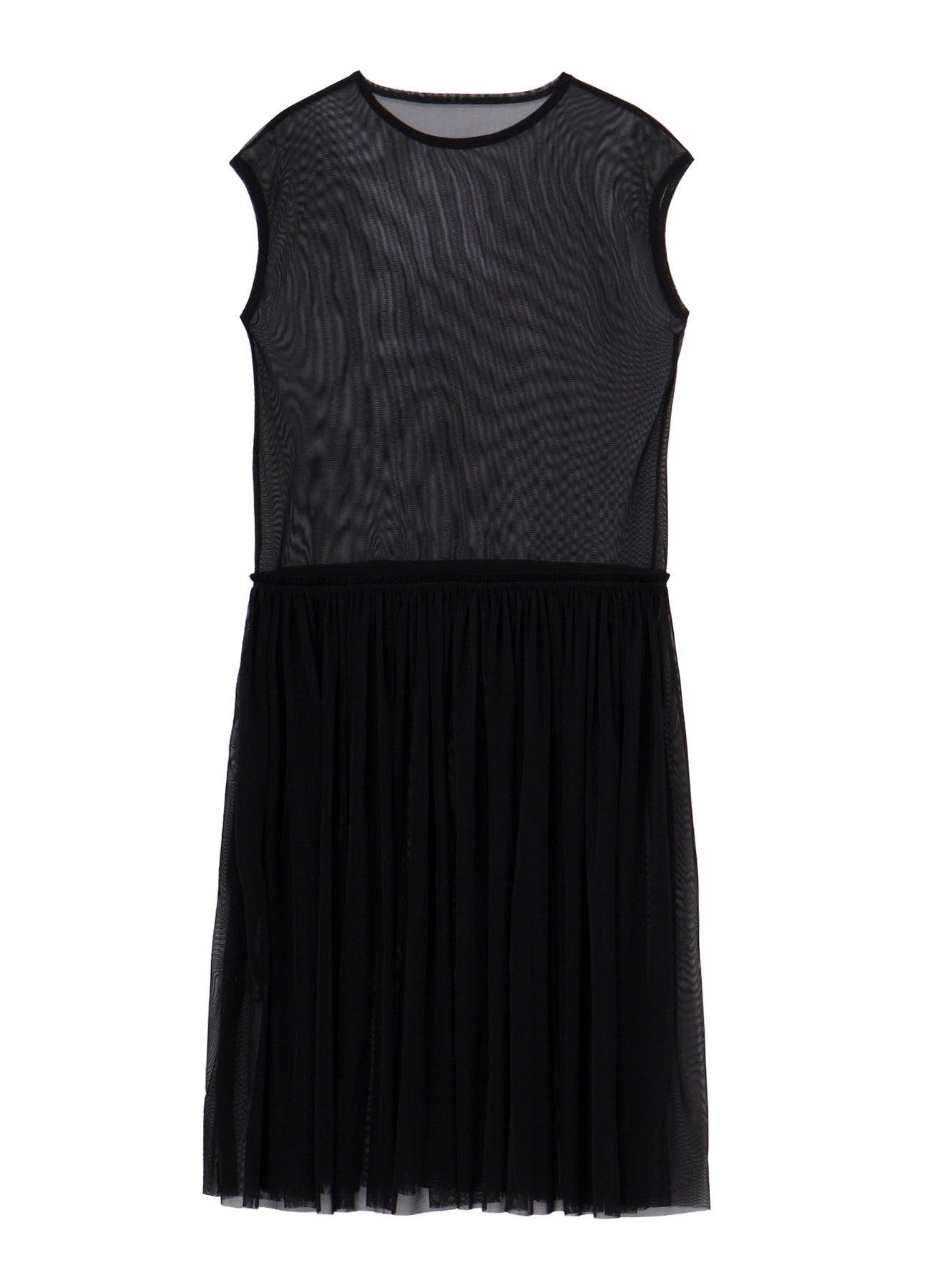 WOOLY TULLE GATHERED SLEEVELESS DRESS