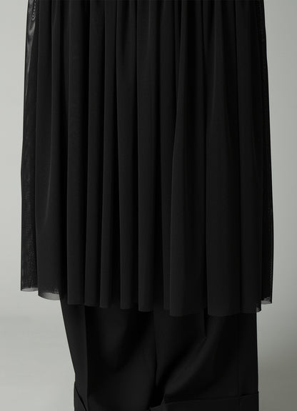 WOOLY TULLE GATHERED SLEEVELESS DRESS