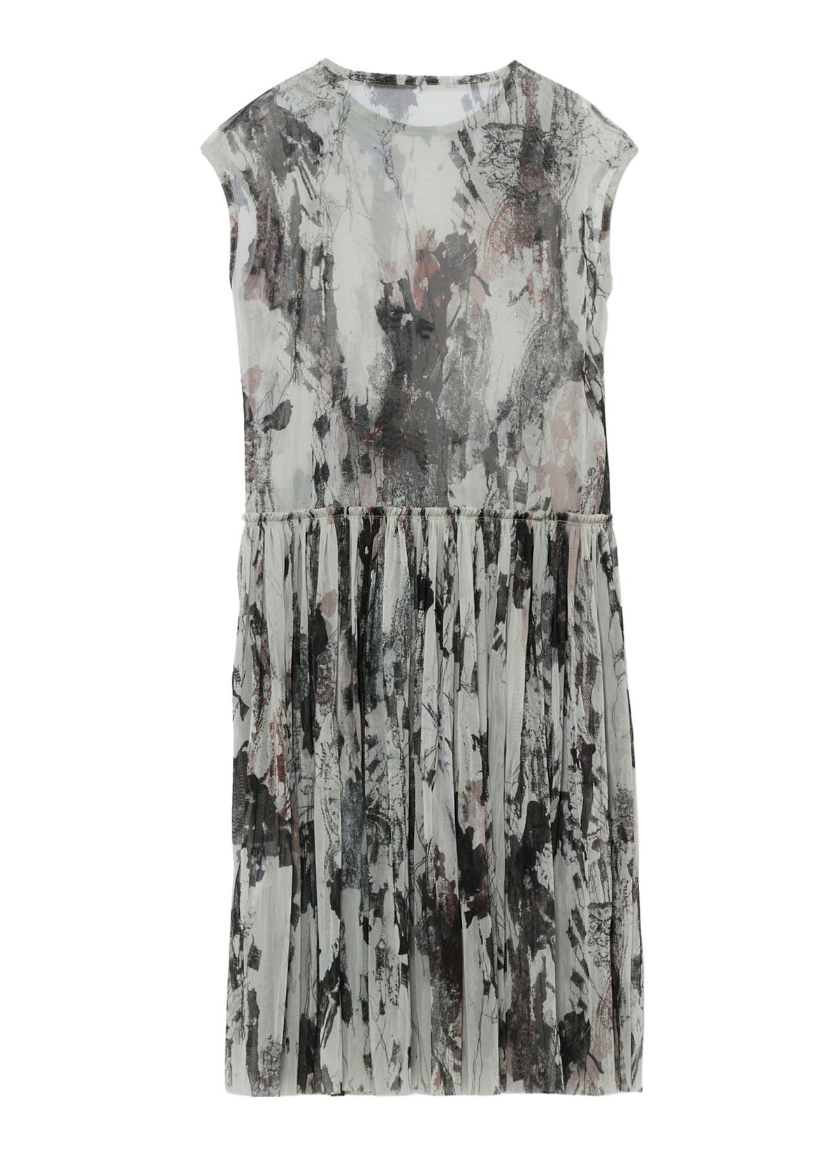 WOOLY TULLE PT GATHERED SLEEVELESS DRESS