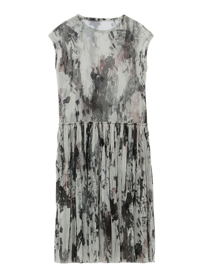 WOOLY TULLE PT GATHERED SLEEVELESS DRESS