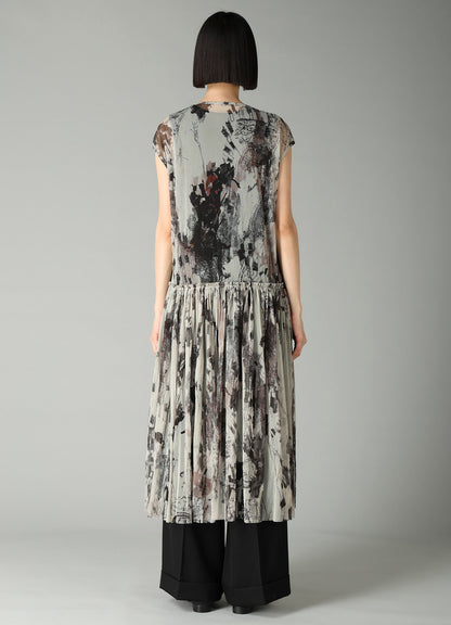 WOOLY TULLE PT GATHERED SLEEVELESS DRESS