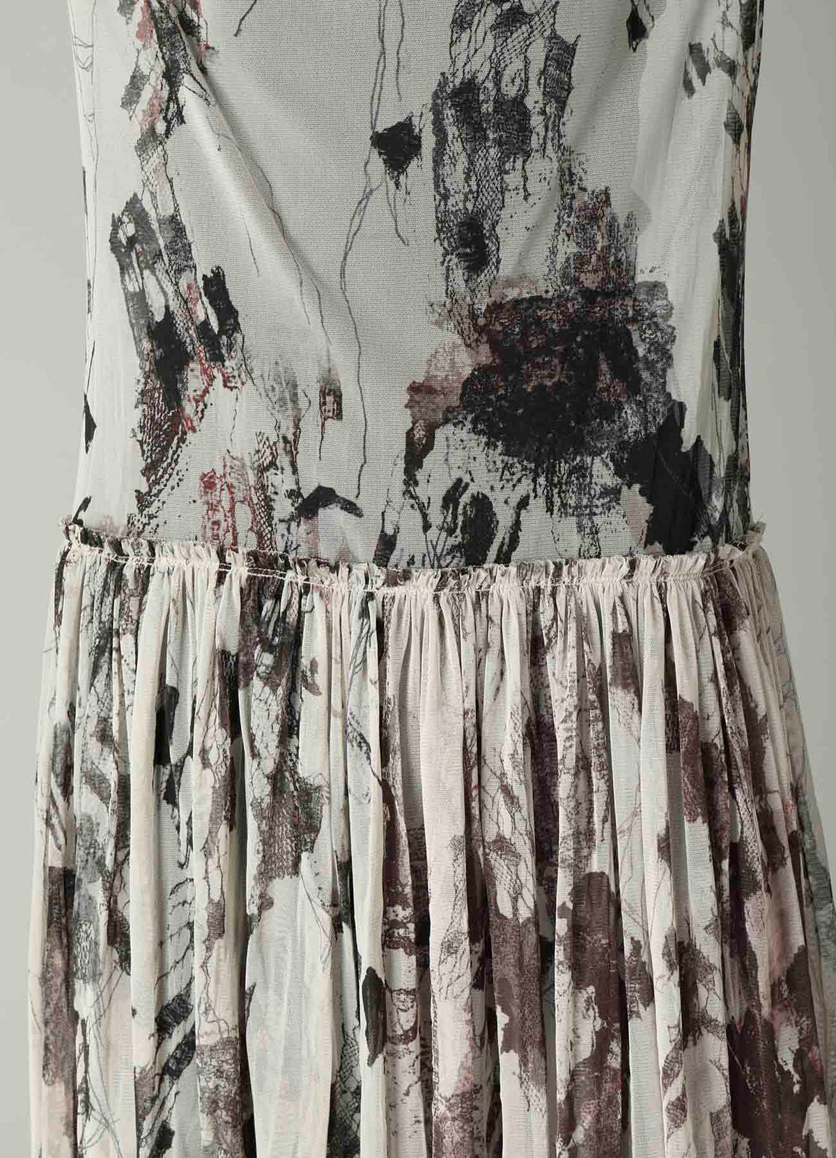 WOOLY TULLE PT GATHERED SLEEVELESS DRESS