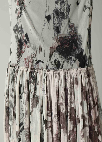 WOOLY TULLE PT GATHERED SLEEVELESS DRESS