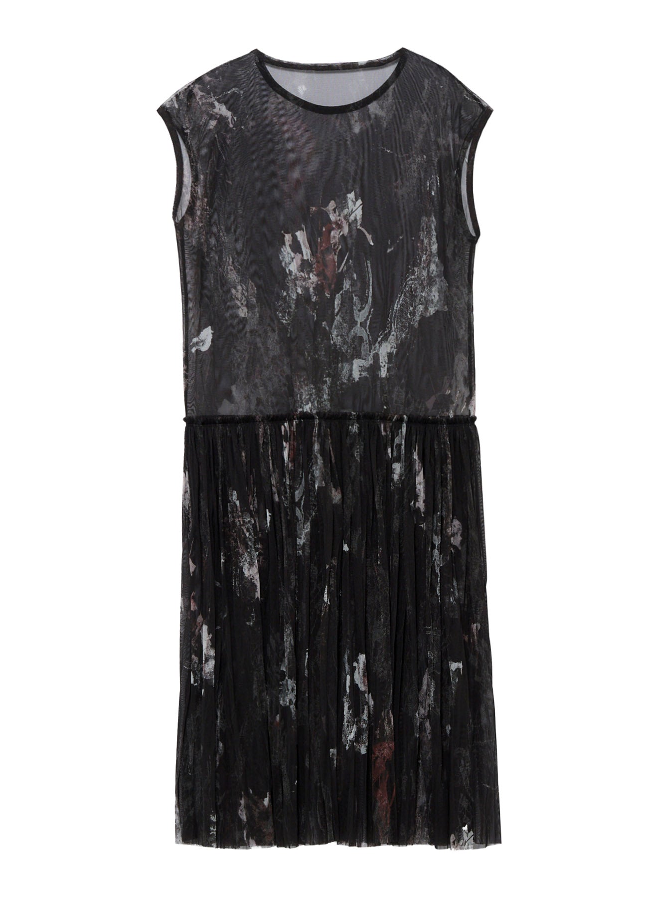 WOOLY TULLE PT GATHERED SLEEVELESS DRESS